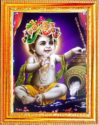 SUNINOW Bal Gopal Photo Frame for Pooja | Hindu Bhagwan Devi Devta Photo | God Photo Frames | Wall Décor Photo Frame | Photo Frame Religious Frame