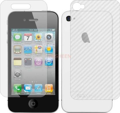 Fasheen Front and Back Tempered Glass for APPLE IPHONE 4 (Front Matte Finish & Back 3d Carbon Fiber)