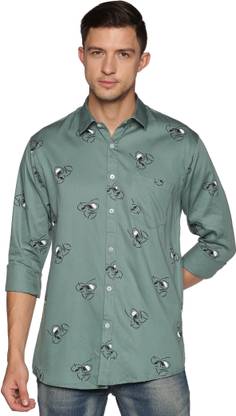 Men Printed Casual Dark Green Shirt