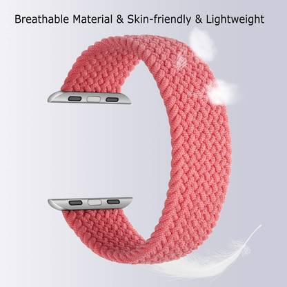 Viraan Braided Solo Loop Strap Compatible with Apple Watch Strap (42MM/44MM/45MM) Elastic Nylon Band Compatible for iWatch Series 7 6 5 4 3 2 1, SE (MEDIUM SIZE) (Watch Not Included) Smart Watch Strap