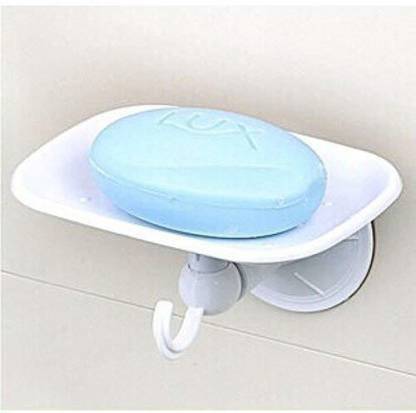 AVMART Elegant Suction Soap Dish, Powerful Vacuum Suction Cup Soap Holder, Bathroom Kitchen, Multipurpose Soap Dish Holder with Towel Hanging Hook