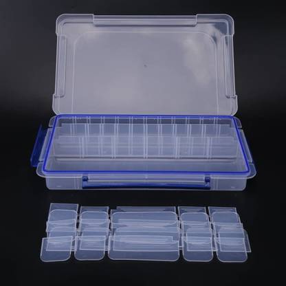 IndusBay 28 Grid Multipurpose Storage Box with Flexible Compartments - for Jewelry, Pills, Hardware Tools, screws ,Office Stationery, Drawing Pins Organizer Adjustable Slots Box, Large Storage Box