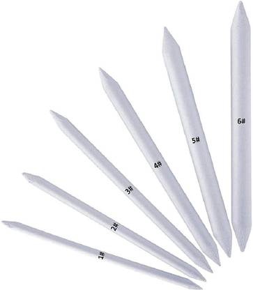 Definite Art White Paper Blending Stump and Tortillion for Student Artists Sketching Drawing Shading Art Pastel & Charcoal - Pack of 6