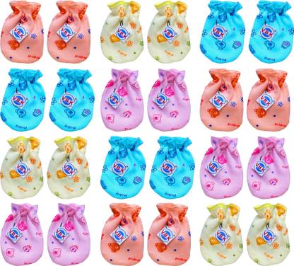 V.B.K Baby Boys and Baby Girls Mittens (Hand Gloves), Pack Of 12 Pairs, Pure Hosiery Soft Fabric Material, 0 to 6 Months