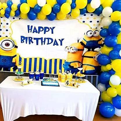 R G ACCESSORIES Solid Minion Theme Birthday Party Decorations Balloon Garland Combo Pack Of 62 Balloon