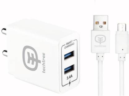 techtree 17 W 3.4 A Wall Charger for Mobile with Detachable Cable