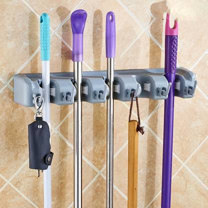 Evona Grey Plastic Broom Holder