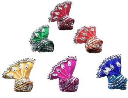 LETNIX Pack of 6 Pagdi laddu gopal (size 0) Kanha idol / murti height 2 inch / 2.5 inch Deity Ornament