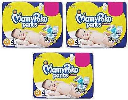 MamyPoko Pants Standard Baby Diapers, Small Size-S-4+4+4 count - S
