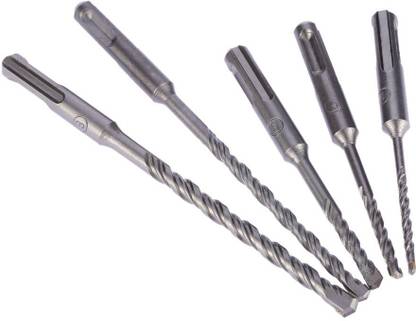 Gadariya King Heavy 5pcs/set 2 Pits 2 Slots SDS Shank Electric Hammer Drill Bit Set SDS PLUS Rotary Hammer Impact Drill Bit Concrete Masonry Drill 6x110, 8x110, 6x160, 8x160, 10x160 (PACK OF 5)