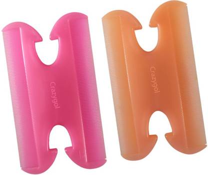 CRAZYGOL Double Sided Head Narrow Tooth Lice Remove Hair Combs pack of 2 Piece ( Orange Pink)