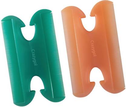 CRAZYGOL Double Sided Head Narrow Tooth Lice Remove Hair Combs pack of 2 Piece ( Orange Green)