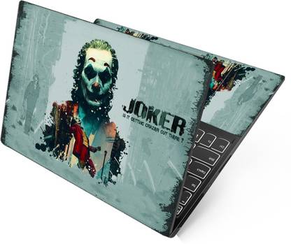 Anweshas HD Printed Full Panel Laptop Skin Sticker Vinyl Fits Size Upto 15 inches No Residue, Bubble Free, Waterproof - Joker Crazier Self Adhesive Vinyl Laptop Decal 15.6