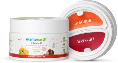 Mamaearth Vitamin C 100% Natural Lip Care Kit With Lip Scrub & Lip Mask For Pink and Plump Lips Vitamin C