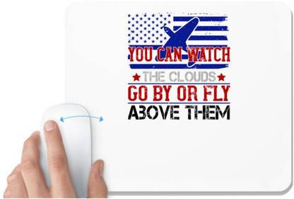 UDNAG White Mousepad 'Airforce | You can watch the clouds go by or fly above them' for Computer / PC / Laptop [230 x 200 x 5mm] Non Slip Base Mousepad