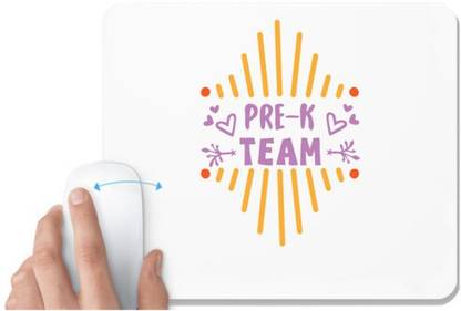 UDNAG White Mousepad 'Student teacher | Pre-k team' for Computer / PC / Laptop [230 x 200 x 5mm] Non Slip Base Mousepad