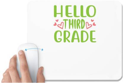 UDNAG White Mousepad 'Student teacher | Hello third grade' for Computer / PC / Laptop [230 x 200 x 5mm] Non Slip Base Mousepad