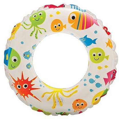 PEZYOX Swim Ring Lively Printed 20 Inch Inflatable Swim Ring Blow up Raft Tube for Swimming Pool, Beach for Children and Kids Pool Swim Rings