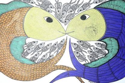TRIBES INDIA BHOPAL Natural Colors 7 inch x 4.5 inch Painting