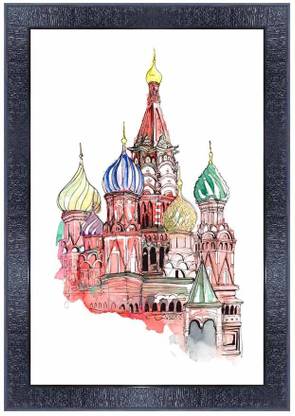 pnf Pencil sketch of world landscape art Wood Photo Frames with Acrylic Sheet (Glass) 28021 Digital Reprint 14 inch x 10 inch Painting