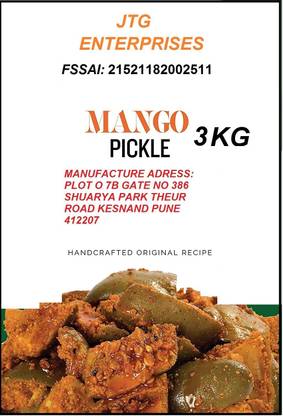 JTGEnterprises Mango Pickle 3Kg Mango Pickle