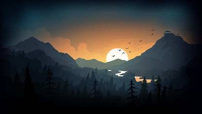 Evening Sunset Mountains Firewatch Drawing Matte Finish Poster Photographic Paper