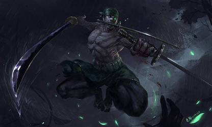 One Piece Roronoa Zoro Swords Green Eye Matte Finish Poster Photographic Paper