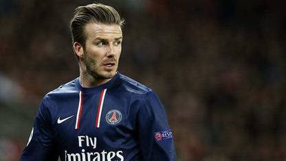 David Beckham Psg Men S Blue Nike Fly Emirates Soccer Jersey Shirt Matte Finish Poster Photographic Paper