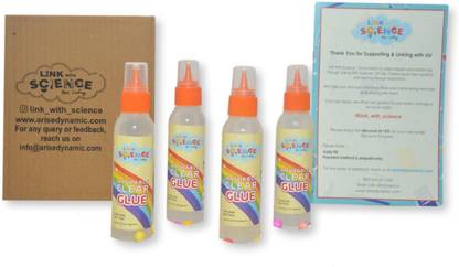 Link With Science Premium PVA Slime and Craft glue for Making Slime Pack of 4 (Clear - 100ml Each) Clear Putty Toy