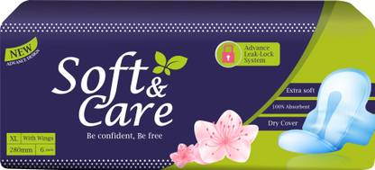 soft and care Sanitary Pads Extra Large Size ( Pack of 6) Combo of 8 Packets, Count 48 Sanitary Pad