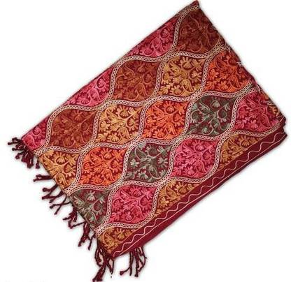 Kashmiri queen Self Design Wool Blend Men & Women Stole
