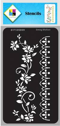 SWAGSTATION SWAGSTATION Border Stencils for Craft - Ornate Borders and Lace Stencil - 4x8 Inches - Reusable DIY Stencils for Clothes Painting - Stencils for Border Design for Project Border Wall Stencil Border 9 Border stencil Stencil