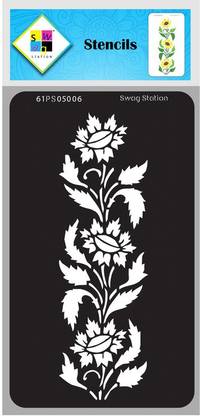 SWAGSTATION SWAGSTATION Border Stencils for Craft and Art - Border 6 - 4X8 Inches Reusable DIY Stencils for Albums Card Making and Fabric Wall Painting - Border Design Stencils for Wall Painting - Border Stencil Border 6 Border stencil Stencil