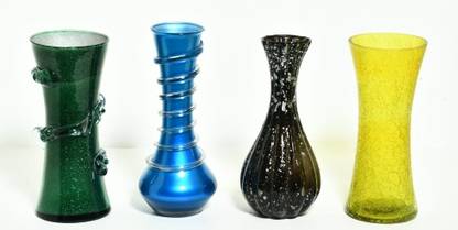 craftfry Glass Flower Vase For Garden Decor, Home Decor (pack of 4) (Glass, Multicolor) Glass Vase