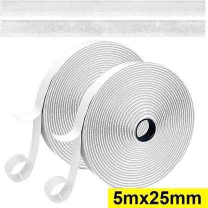 Wild Accessories Self-Adhesive Hook and Loop Tape Roll, Sticky Back Strong Gripping Perfect for Home, Office, School, and Crafting | For both Indoor-Outdoor Use - White Stick-on Velcro