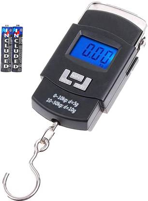 Kelo Hanging Weight Machine- 50kg Portable Hanging Luggage Weight Machine Weighing Scale,50 Kg Weighing Scale with big size electric kata with metal hook, Portable Digital Luggage Scale,Portable Digital Luggage Scale with Metal Hook,hanging scale 50kg Weighing Scale - with Batteries /105/KKac Weighing Scale