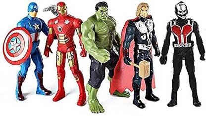 GLOWZADE Super Hero Action Figure Set of 5 Action FIgure Along With weapon