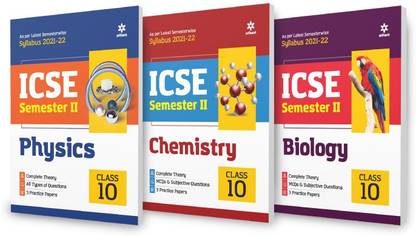Arihant ICSE Physics , Chemistry & Mathematics Semester 2 Class 10 for 2022 Exam (Set of 3 Books)