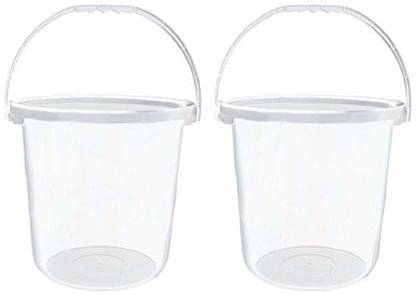 JSK Bathroom Plastic Tint Bucket 18 liters, Transparent for Home & Garden (Set of 2) 18 L Plastic Bucket