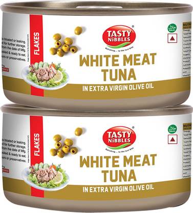 Tasty Nibbles WHITE MEAT TUNA FLAKES IN EXTRA VIRGIN OLIVE OIL 185 G X 2 Sea Foods