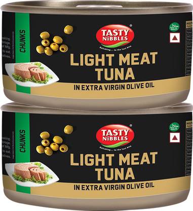 Tasty Nibbles LIGHT MEAT TUNA CHUNKS IN EXTRA VIRGIN OLIVE OIL 185 G X 2 Sea Foods