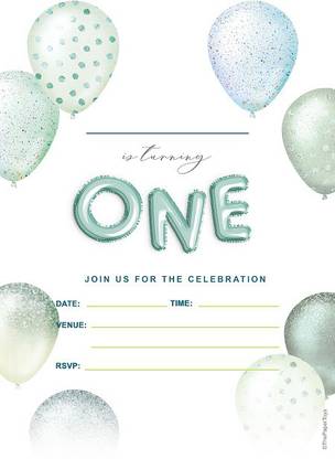 thepapertoys First Birthday Invitation Cards for Boys, 25 self-fill-in Invitation Cards with Envelopes (5*7 inches) - ICB12 Invitation Card