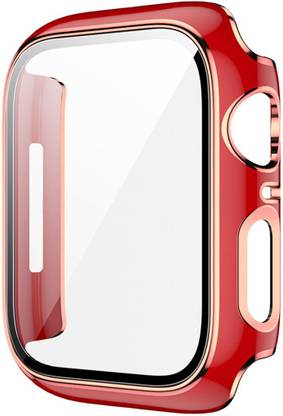 LIRAMARK Bumper Case for Apple Watch iWatch 7, ( Red with Golden Edge , 45mm)