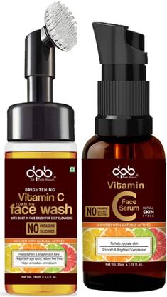 dr. parth biotech Vitamin C Foaming Face Wash 160ml - Built In Brush + Vitamin C Face Serum 35ml