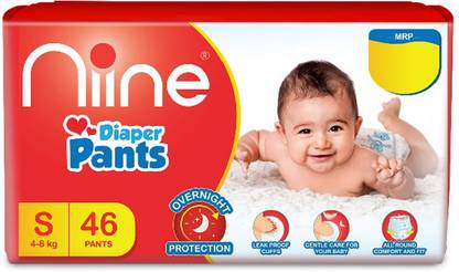 niine Cottony Soft Baby Diaper Pants with Wetness Indicator for Overnight Protection - S