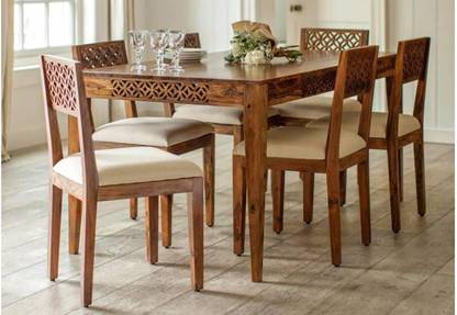 GPcraft Solid Wood 6 Seater Dining Set