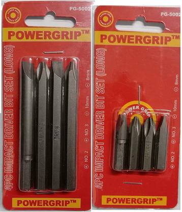Gadariya King 8 Pieces Chromium Steel Impact Driver Bits Set (Grey, Large and Small) - Pack of 2 Sets Screwdriver Bit Set Impact Screwdriver Set (Pack of 8)