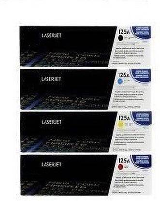 Philosophy Compatible for Hp 125A- CB540A-CB541A- CB542A- CB543A 4 Color Set (Black-Cyan-Yellow-Magenta) Toner Cartridge for HP Color Laserjet CP1215-CP1515N-CM1312-CM1312nfi-CP1518ni-CM1312n-CP1217-CP1510-CP1514n-CP1515 Black + Tri Color Combo Pack Ink Toner