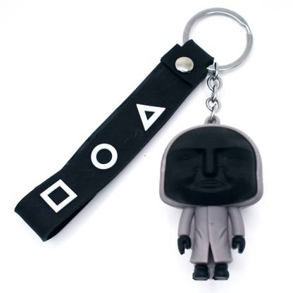 Hawkister 3D Cute (Squid Game-Circle) Miniature Character Fancy Key Chain with Metal Clasp & Rubber Lanyard, Red (1 Unit) Key Chain