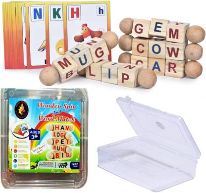 DgCrayons Wooden alphabet Matching Letter Spin & Match Puzzle blocks Educational Toys